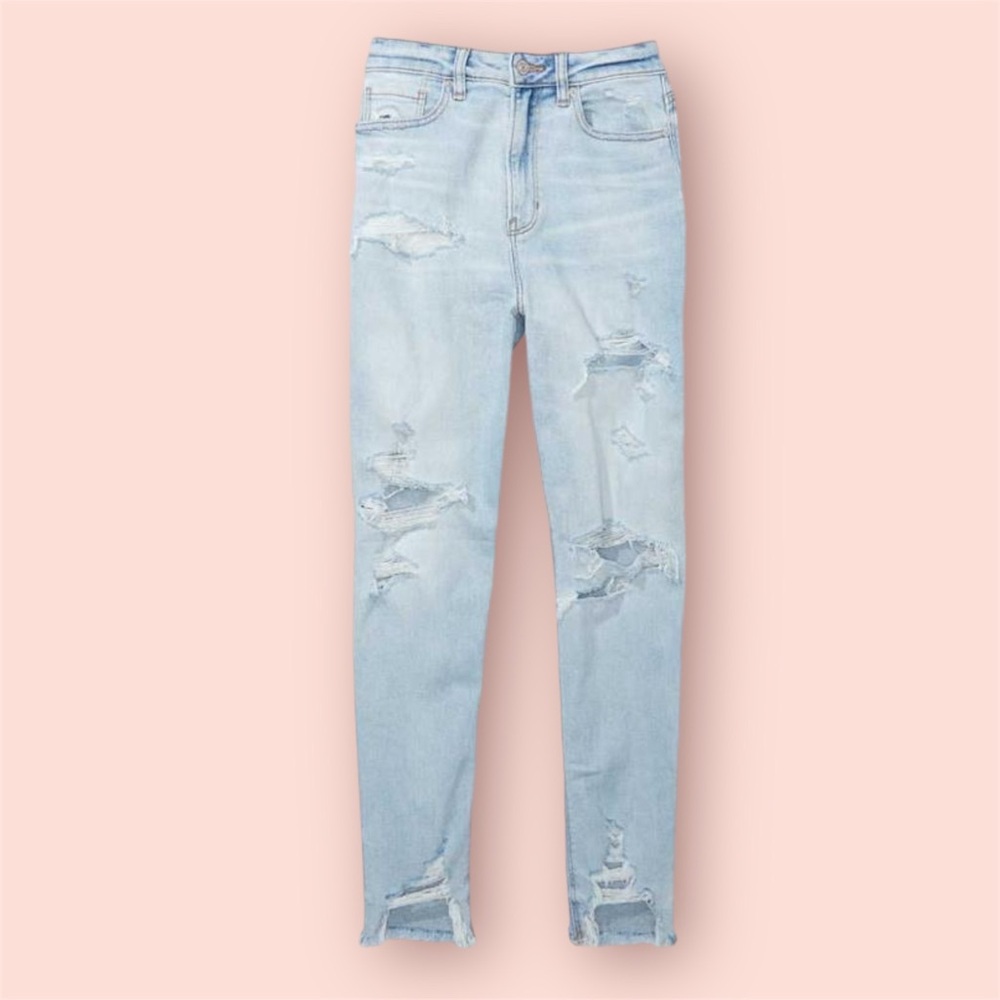 AE Stretch Ripped Highest Waist Mom Jean